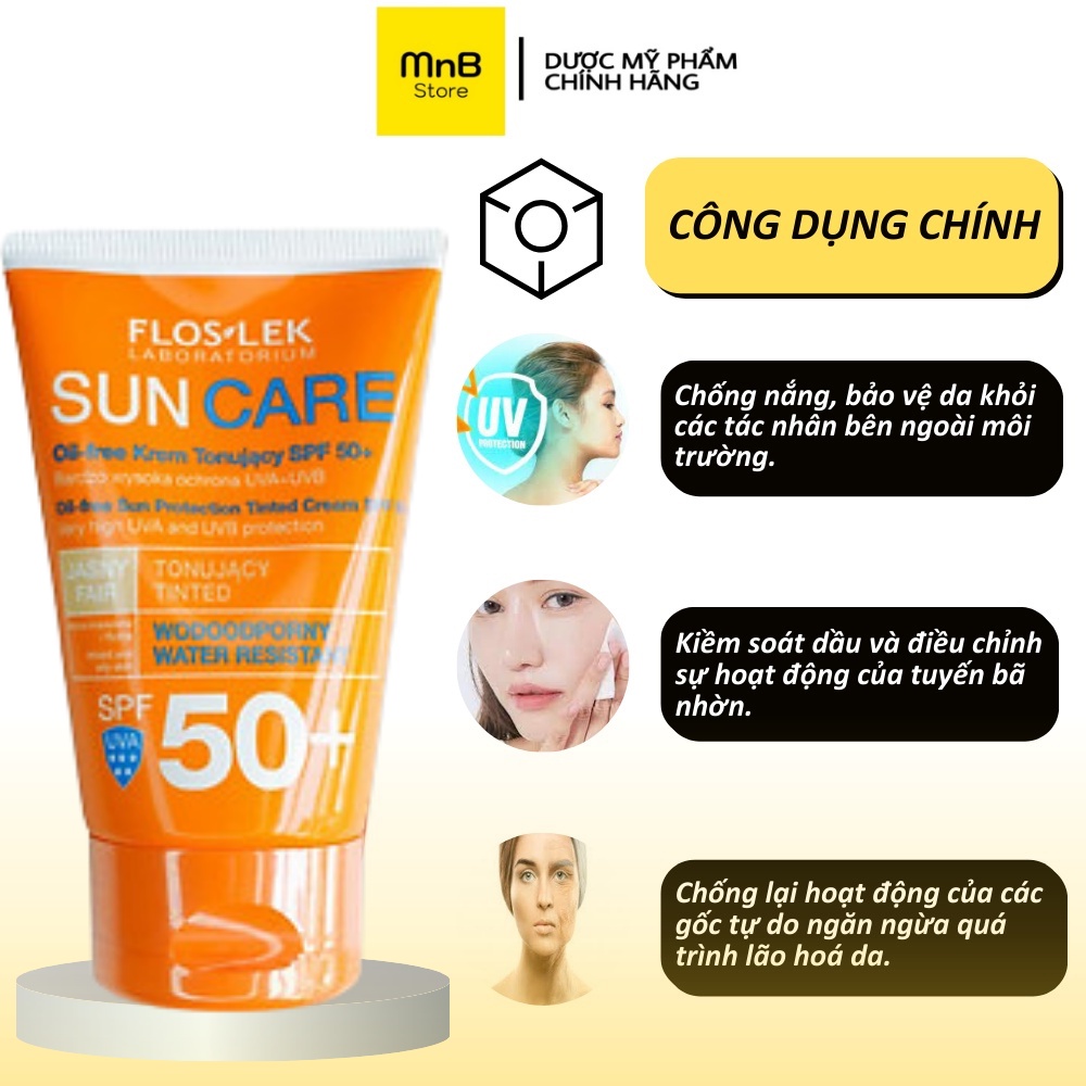 Kem chống nắng Floslek Oil Free Sun Protection Tinted Cream SPF 50+ 50ml