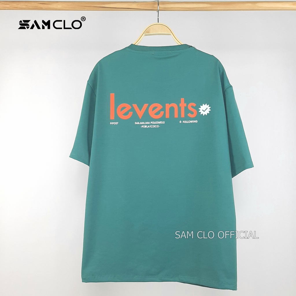 Áo thun nam nữ tay lỡ SAM CLO form rộng Unisex, mặc cặp, nhóm dấu tích chữ LEVENTS - 80% COTTON
