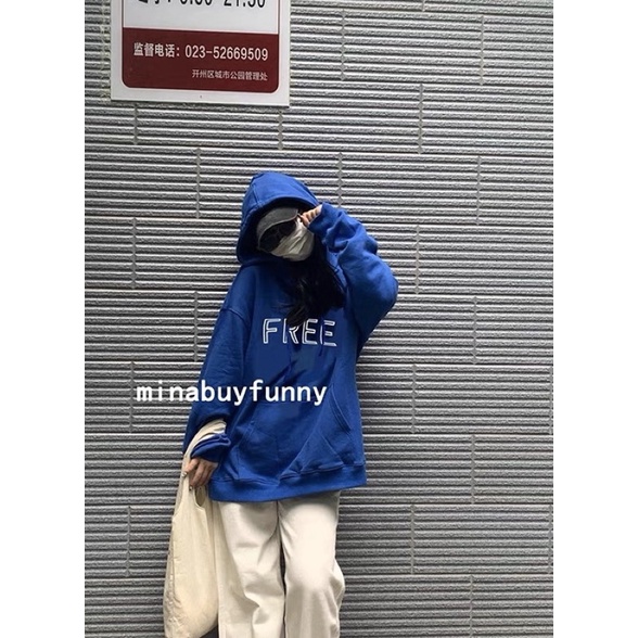 Áo Hoodie Tay Dài Túi Bụng Unisex Nỉ Bông Chữ FREE