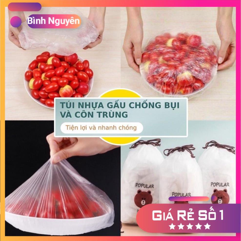 Màng Bọc Thực Phẩm  Có Chun Bình Nguyên túi zíp đựng thực phẩm, túi gấu popular broun co giãn