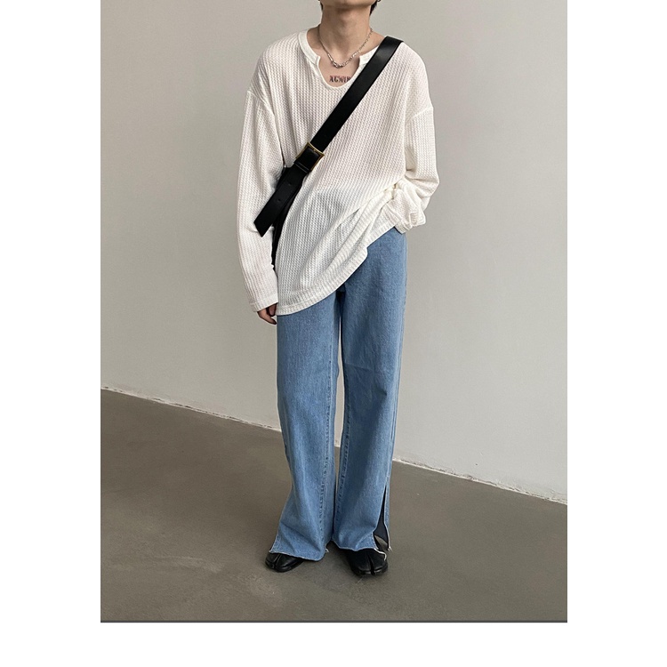 Áo len dệt kim tay dài màu trơn dáng rộng cho nam | BigBuy360 - bigbuy360.vn