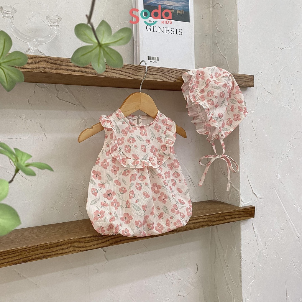 Body bé gái tặng kèm mũ babydoll Mia SODA KIDS thiết kế viền bèo hoa nhí tiểu thư