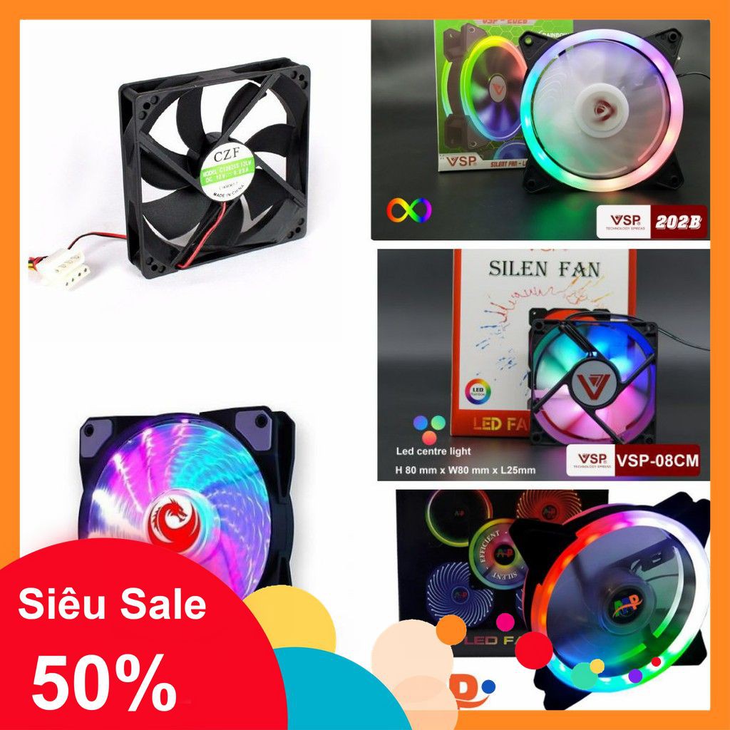 [5🌟][FREESHIP-150K] FAN CASE MÁY TÍNH VSP 8cm, 12cm LED RGB CỰC ĐẸP (FAN THÙNG MÁY) [SALE]