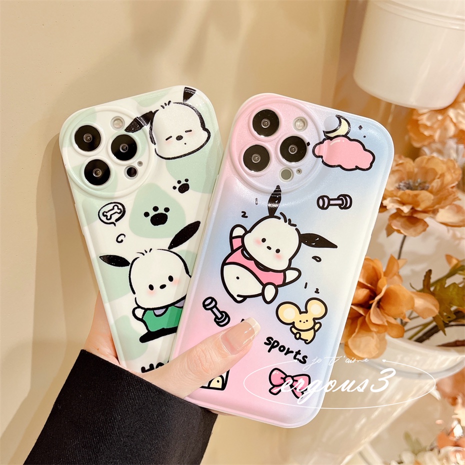 Ốp Điện Thoại Mềm Họa Tiết Pochacco Bảo Vệ Ống Kính Máy Ảnh Cho iPhone 14 13 12 11 Pro Max SE2020 X XR Xs Max 7 8 Plus