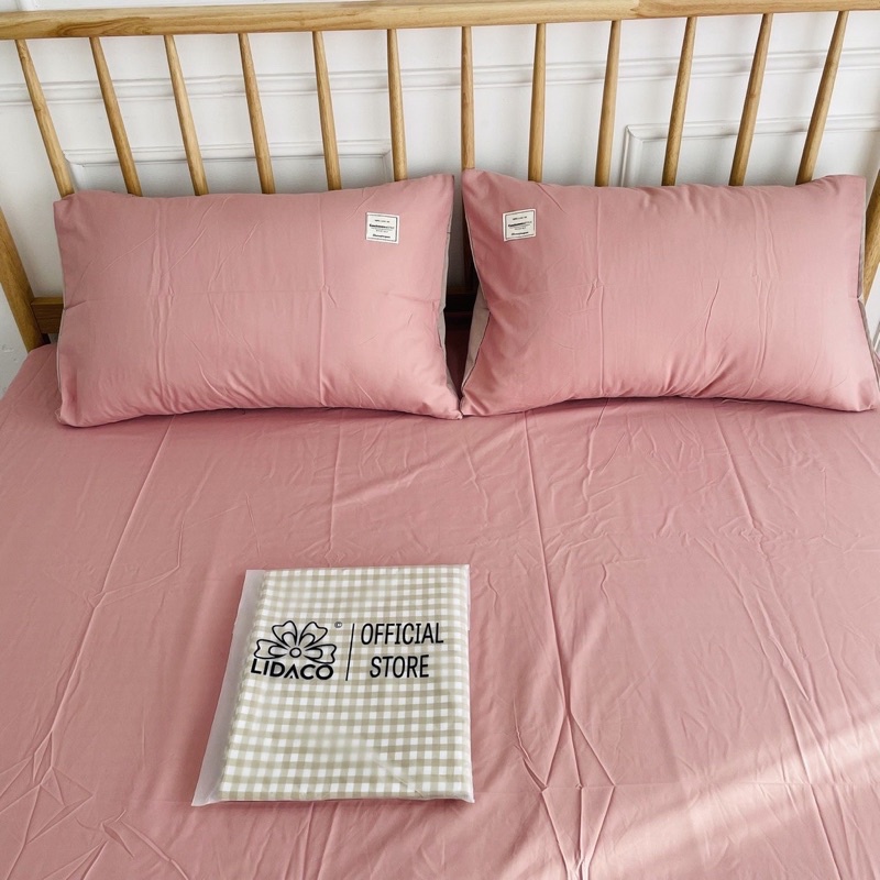Bộ ga giường Cotton Tici 4 món bọc chun màu trơn KHÒ KHÒ BEDDING