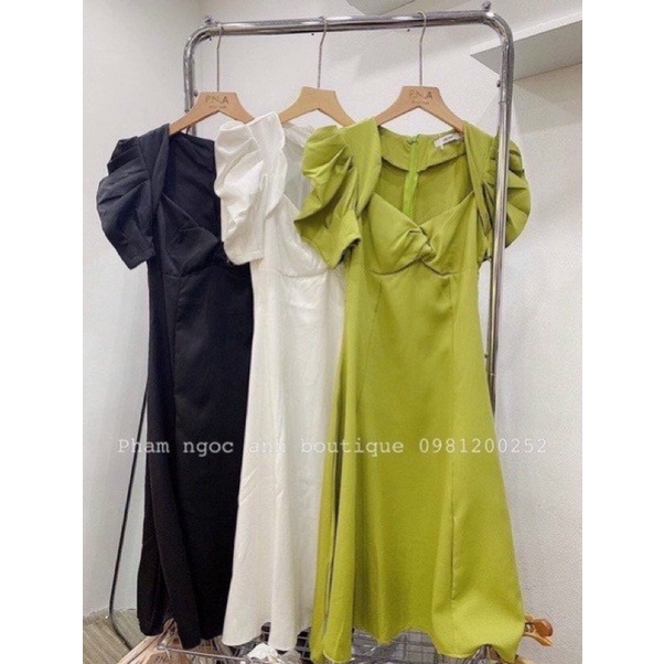 Đầm Thiết Kế Nhún Ngực Tay Phòng Bigsize 50kg Đến 100kg