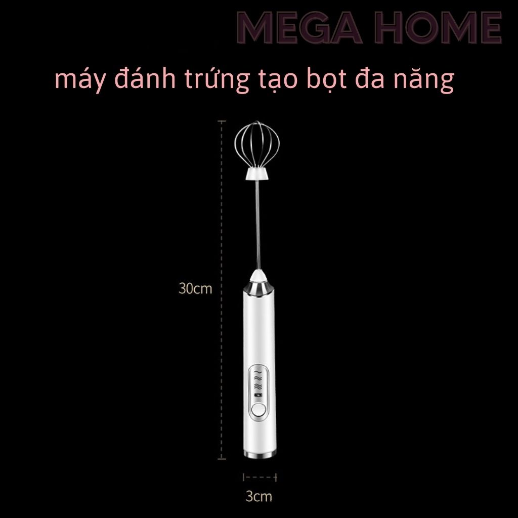 Máy đánh trứng sữa tạo bọt cafe cầm tay mini 3 tốc độ, pin sạc cao cấp nhựa ABS và inox 304 - MTB