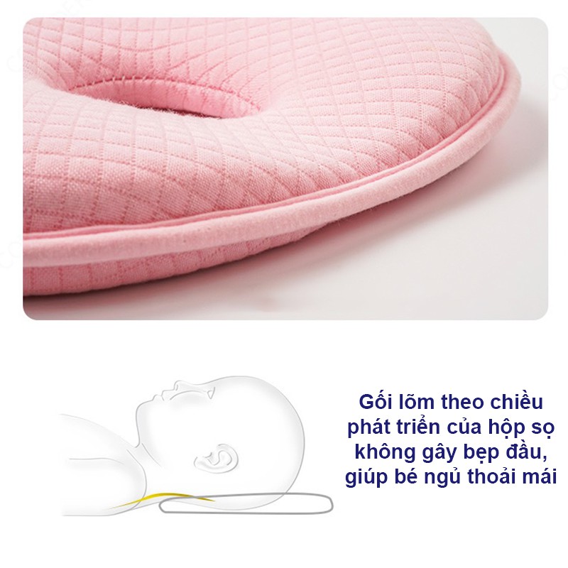 Gối cao su non cho bé, Gối cho bé sơ sinh chống méo đầu hình gấu an toàn cho sự phát triển của bé Baby-S – SSS019