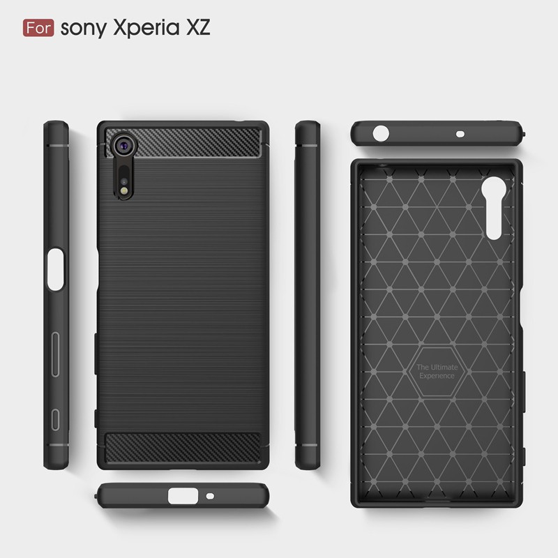 Ốp điện thoại silicon chống sốc phủ sợi carbon cao cấp bảo vệ Sony Xperia XZ XZS