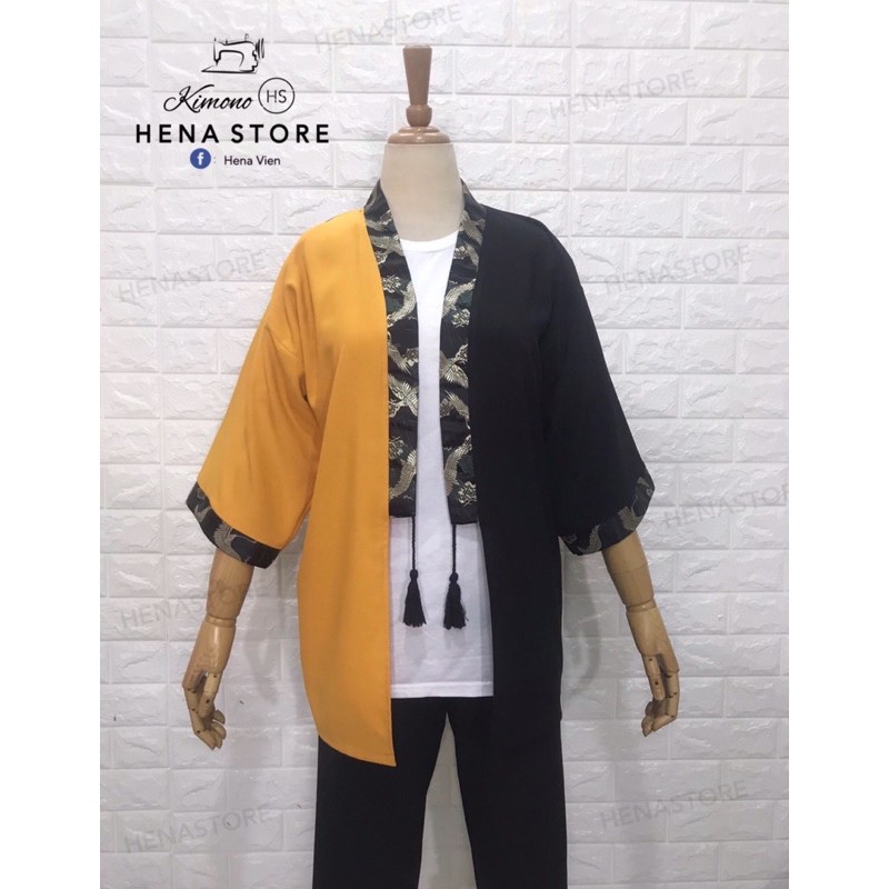 Kimono Haori Mix Gấm Hạc