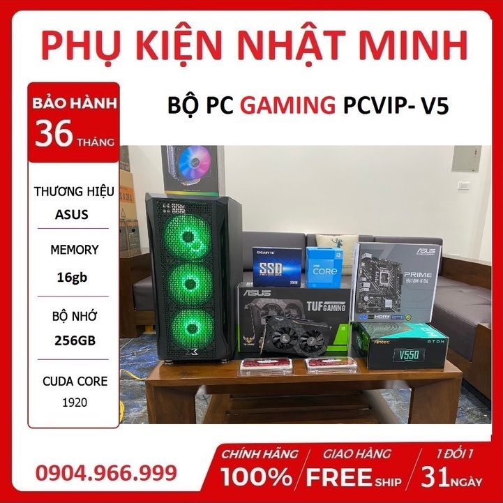 Bộ máy tính PC Gaming H610+i3 12100F+1650 TUF Gaming+ 16gb ram full NEW hiệu năng tuyệt vời bảo hành 36 tháng