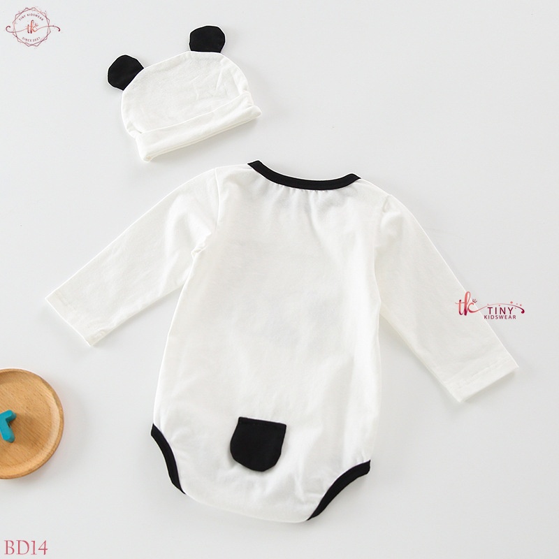 Body chip dài tay, bodysuit thu đông họa tiết gấu trúc (TẶNG KÈM MŨ) cho bé từ 4-12kg [BD14]