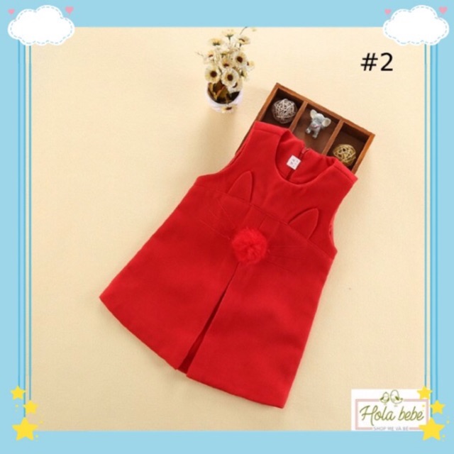 Váy dạ không tay xinh xắn cho bé gái 14-18kg - HT100