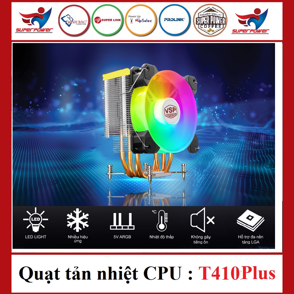 [Mã 254ELSALE giảm 7% đơn 300K] Quạt tản nhiệt CPU T410Plus (4U-12cm) Sync LED ARGB