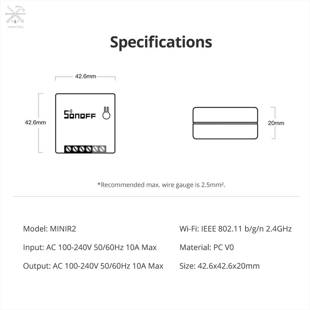 Công Tắc Thông Minh Ewelink Wifi Minir2 2 Chiều Điều Khiển Từ Xa Tích Hợp Amazon Alexa Và Google Kèm Phụ Kiện