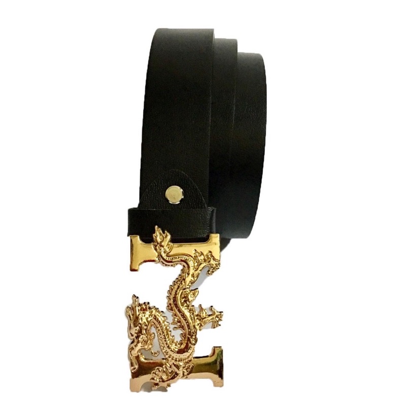 Dây Lưng Nam,Dây Nịt Nam Mặt Mạ Vàng Chạm Rồng Bay Chữ H Cá tính