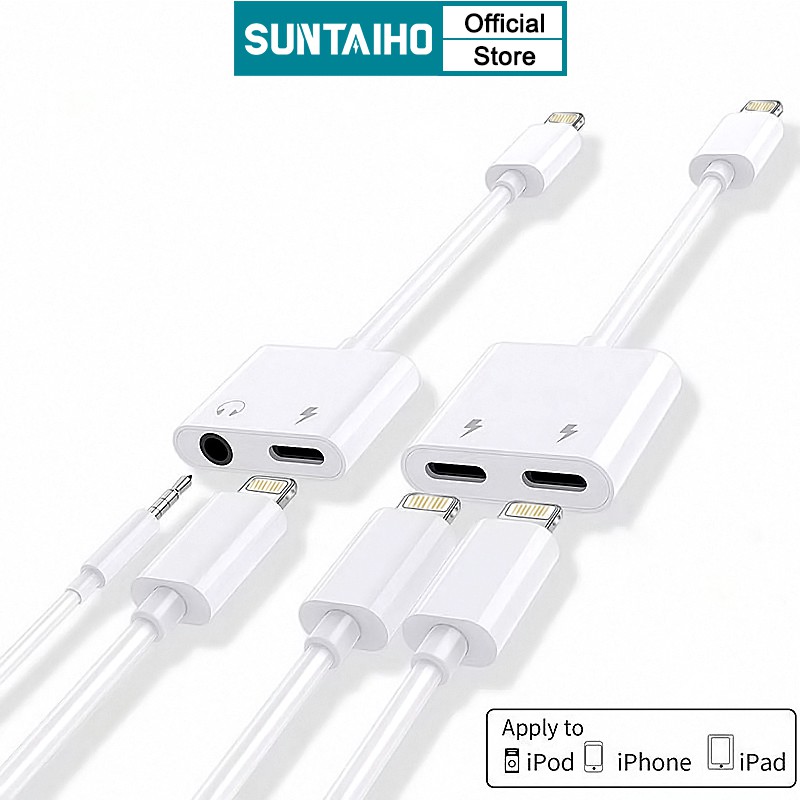 Bộ Chia Cổng Sạc Và Tai Nghe Suntaiho 2 Trong 1 Lightning Sang 3.5mm Cho Iphone Ipad