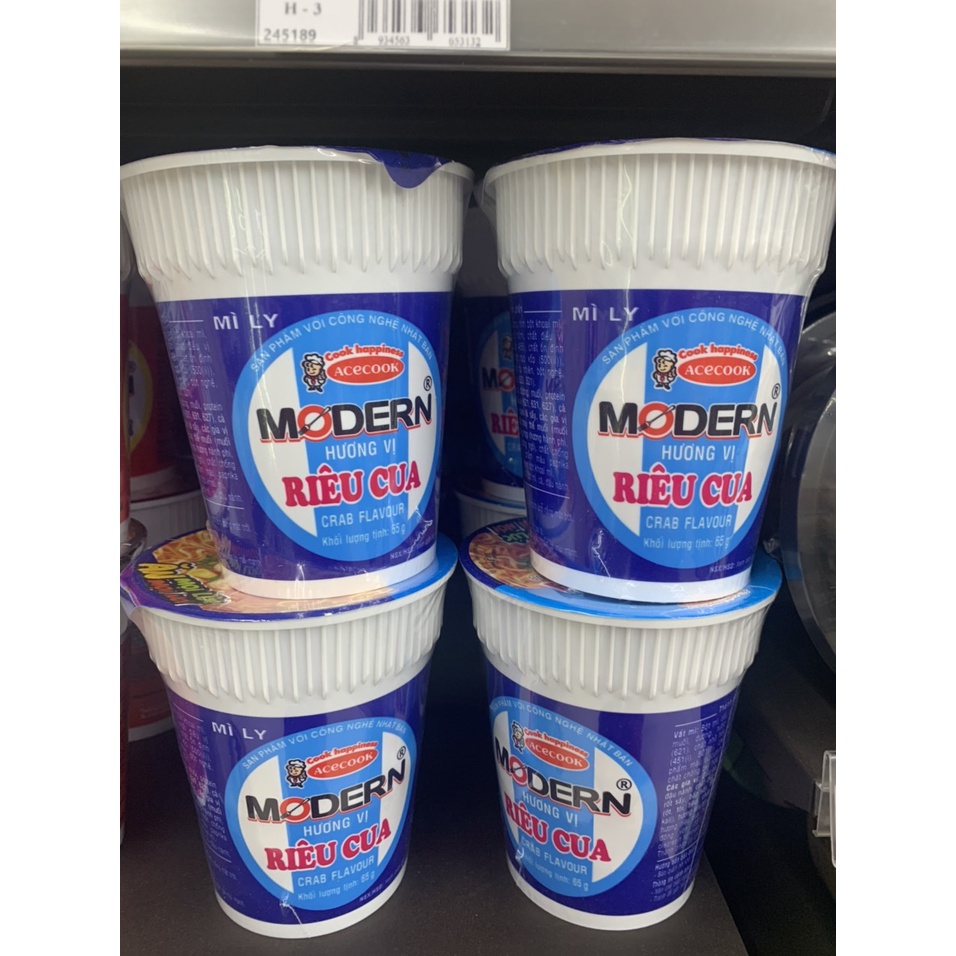 Mì ly Modern Riêu Cua Ly 65g - Thơm Ngon, Chế Biến Dễ Dàng, Thích Hợp Dân Văn Phòng, Sinh Viên, Học Sinh