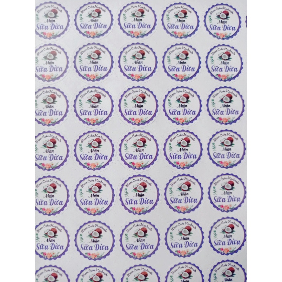 [Hàng mới] Set 100 Tem dán bánh trung thu/ Decal nhãn dán bánh trung thu IN MÀU kute