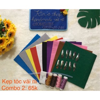 Combo vải nỉ và phụ kiện làm kẹp tóc cho bé