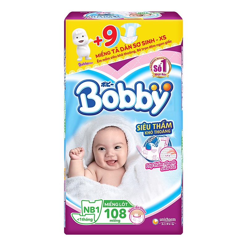 Miếng lót sơ sinh Bobby newborn bịch 108 miếng