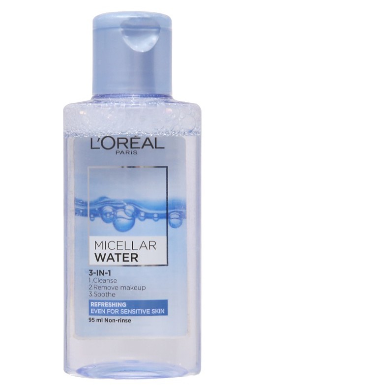 Nước tẩy trang Loreal paris 3 in 1 micellar water 95ml refreshing xanh nhạt cho da nhạy cảm