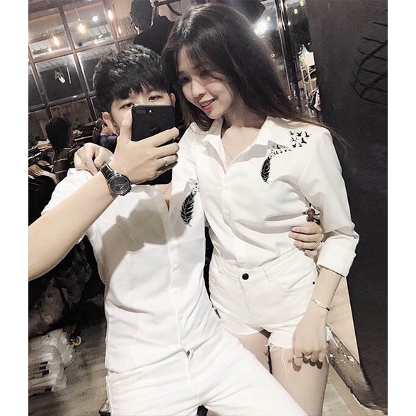 Áo Sơ Mi Cặp Đôi In Love Cao Cấp | Áo Đôi Nam Nữ Đẹp  HOT