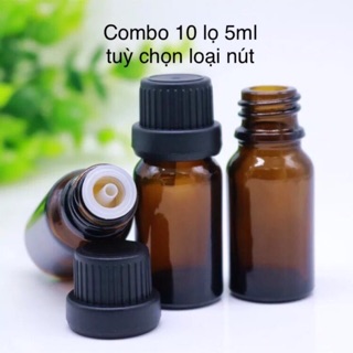 COMBO 10 LỌ THUỶ TINH NÂU 5ML TUỲ CHỌN NÚT