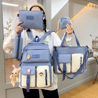 Ba lo 4 món siêu xinh hot hit hiện nay đi học  giá rẻ nhiều ngăn du lịch balo set combo 4 món cute