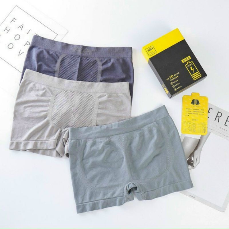 Hộp 3 Quần Sịp Đùi Boxer Co Giãn 4 Chiều Size Dưới 70kg. Sịp Hộp A