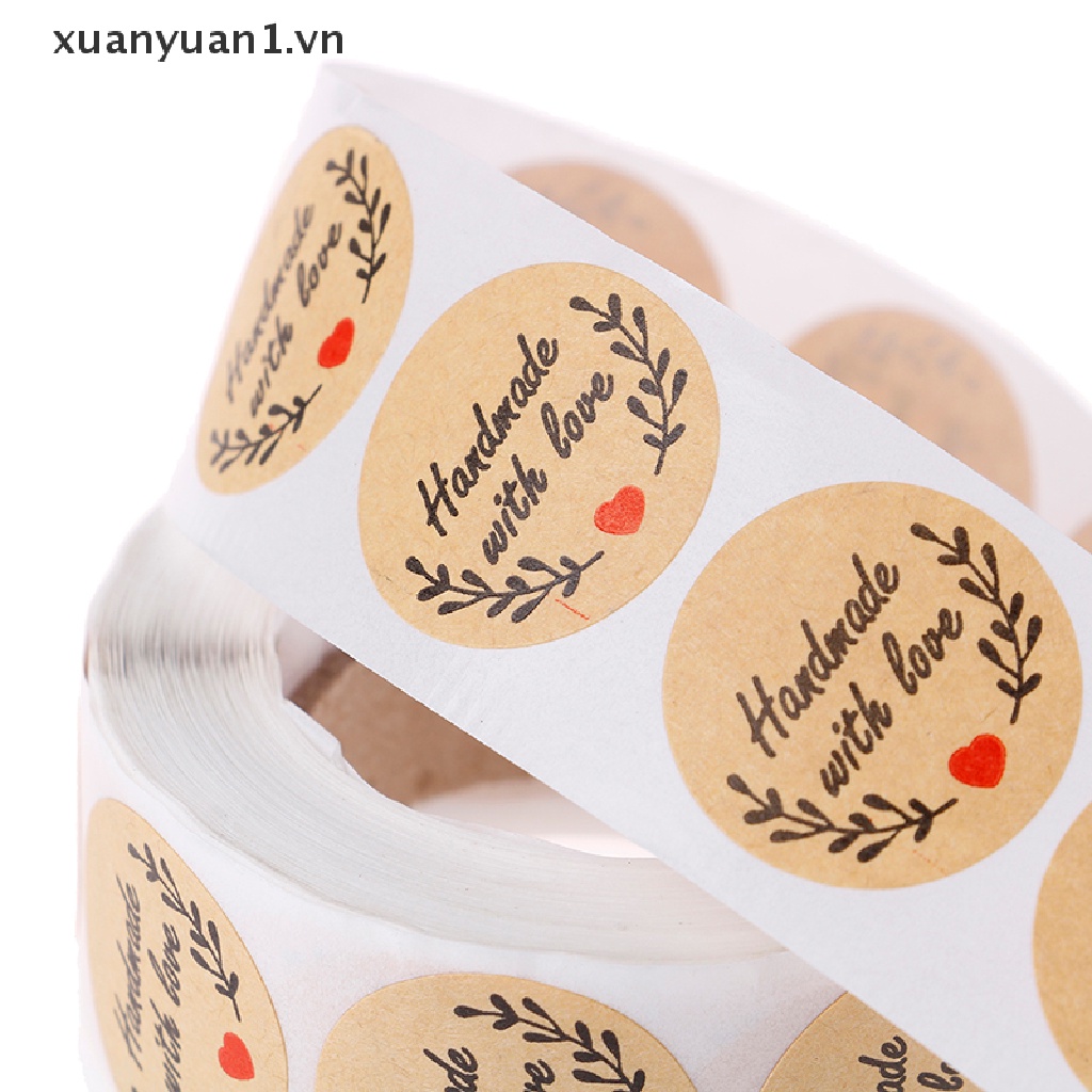 Set 500 Miếng Dán In Chữ Handmade With Love you Độc Đáo Dùng Trang Trí Tiệc Tiện Dụng
