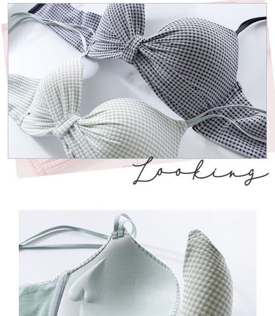 Áo Lót Nơ Không Gọng Đẩy Ngực Phối Kẻ Siêu Hot 970