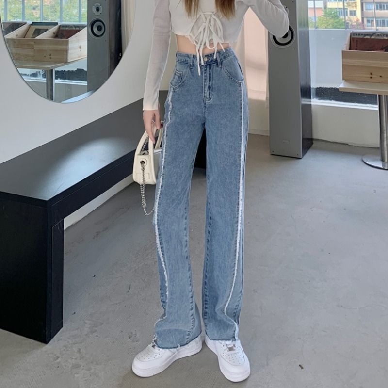 Quần Jeans Nữ Dài Lưng Cao Ống Rộng Thời Trang Hàn