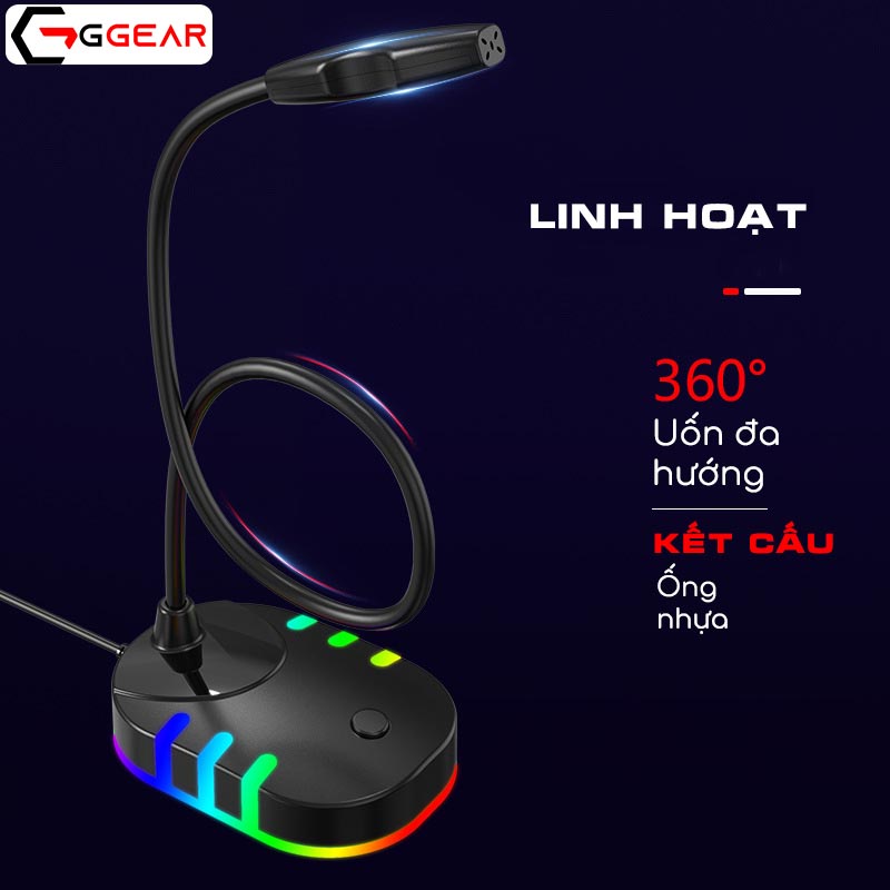 Micro thu âm Ggear MNS5 led rgb chống ồn lọc nhiễu âm thanh chân thực livestream học online đàm thoại trực tuyến gaming