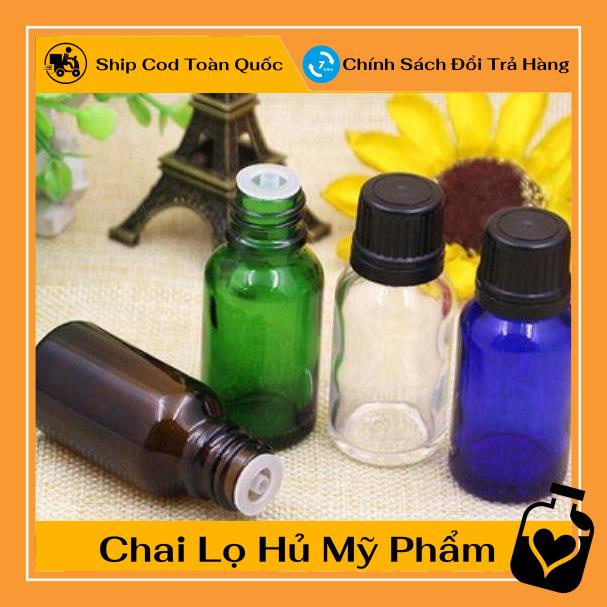 Lọ Chiết Serum ❤ TOP GIÁ RẺ ❤ [5ml,10ml] Lọ đựng tinh dầu thủy tinh nắp vặn đen nhỏ giọt chiết serum, phụ kiện du lịch