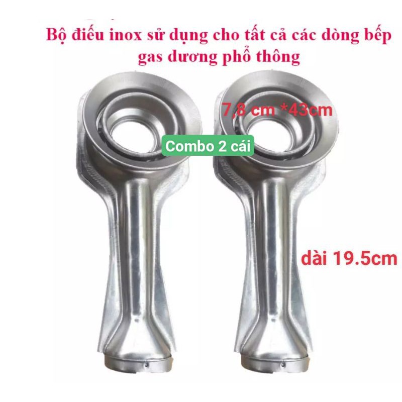 Bộ họng inox 430 chia lửa cho bếp gas đôi, dày dặn, bền, giá xả kho