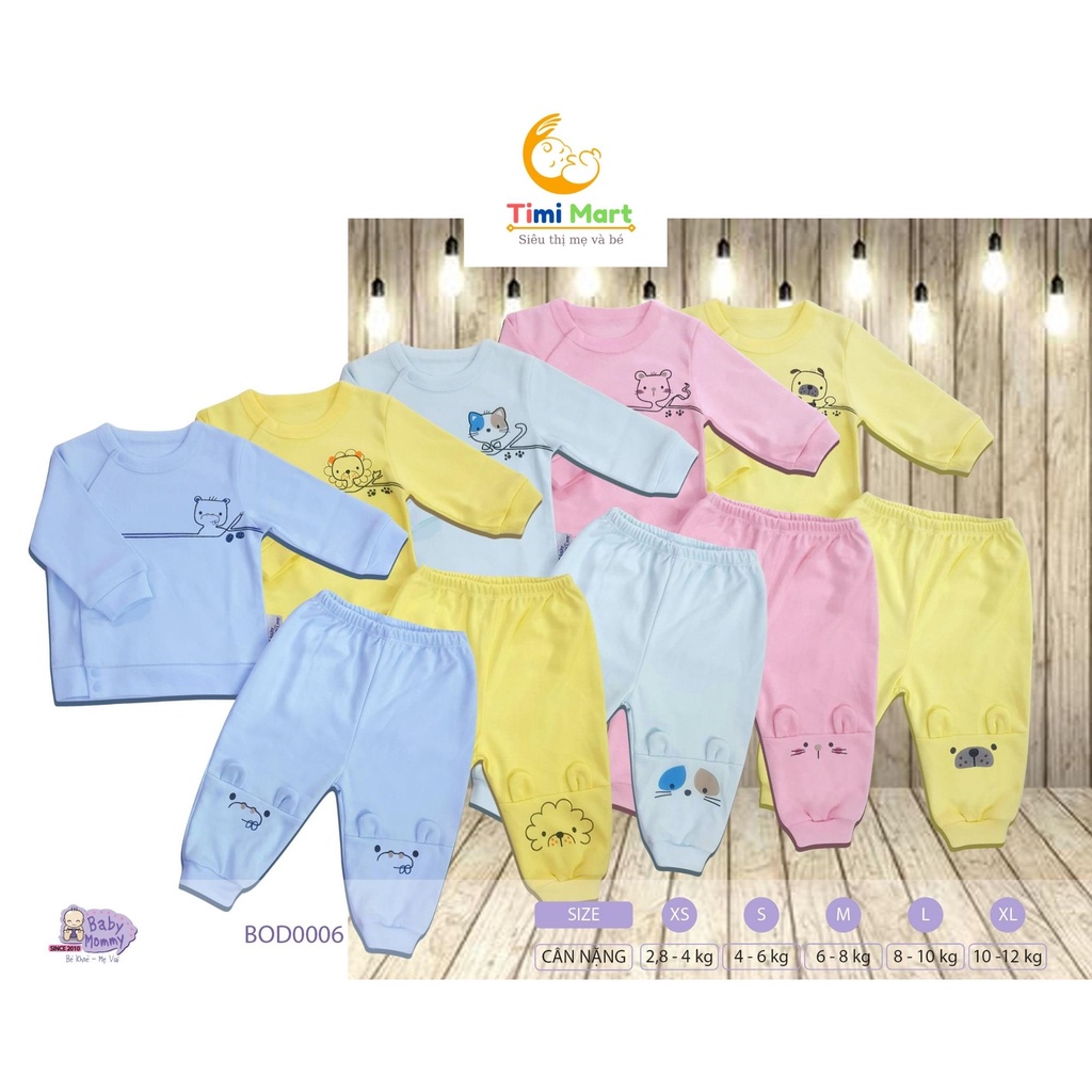 Bộ bác sĩ in hình thú tay dài bo BabyMommy cho bé từ 6-12 kg