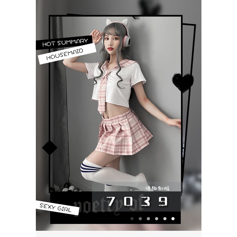 Đồng phục cosplay Học sinh - váy ngắn sexy caro - váy dán - tặng kèm vớ