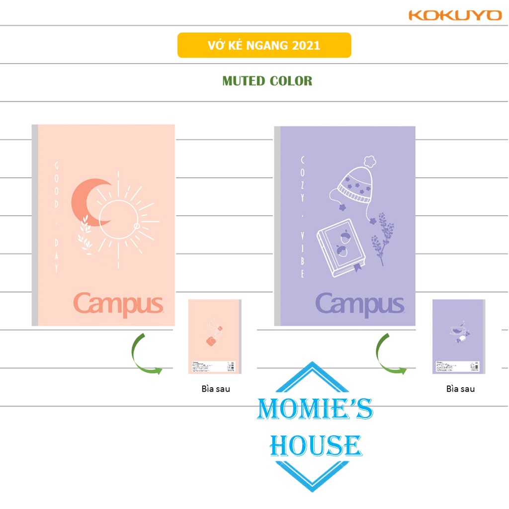 Vở kẻ ngang Campus Muted Color, Vở Kẻ Ngang Campus kẻ ngang Giấy Xịn