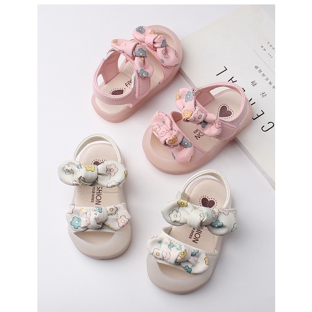 Sandal  nơ xinh xắn cho bé gái chất da PU siêu mềm êm chân Hot 2022