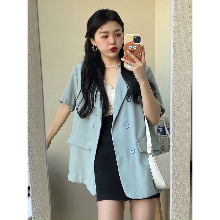 Áo blazer CỘC TAY ngắn 1 lớp khoác ngoài ulzzang, áo Blazer kiểu vest 1 lớp TAY NGẮN nhiều màu kiểu dáng Hàn Quốc