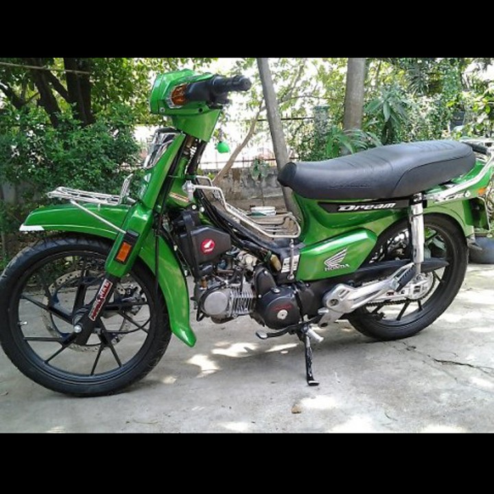 Dàn áo xe Honda-Dream II nhựa ABS nguyên sinh cao cấp màu Xanh Heineken, tặng kèm bộ tem theo xe