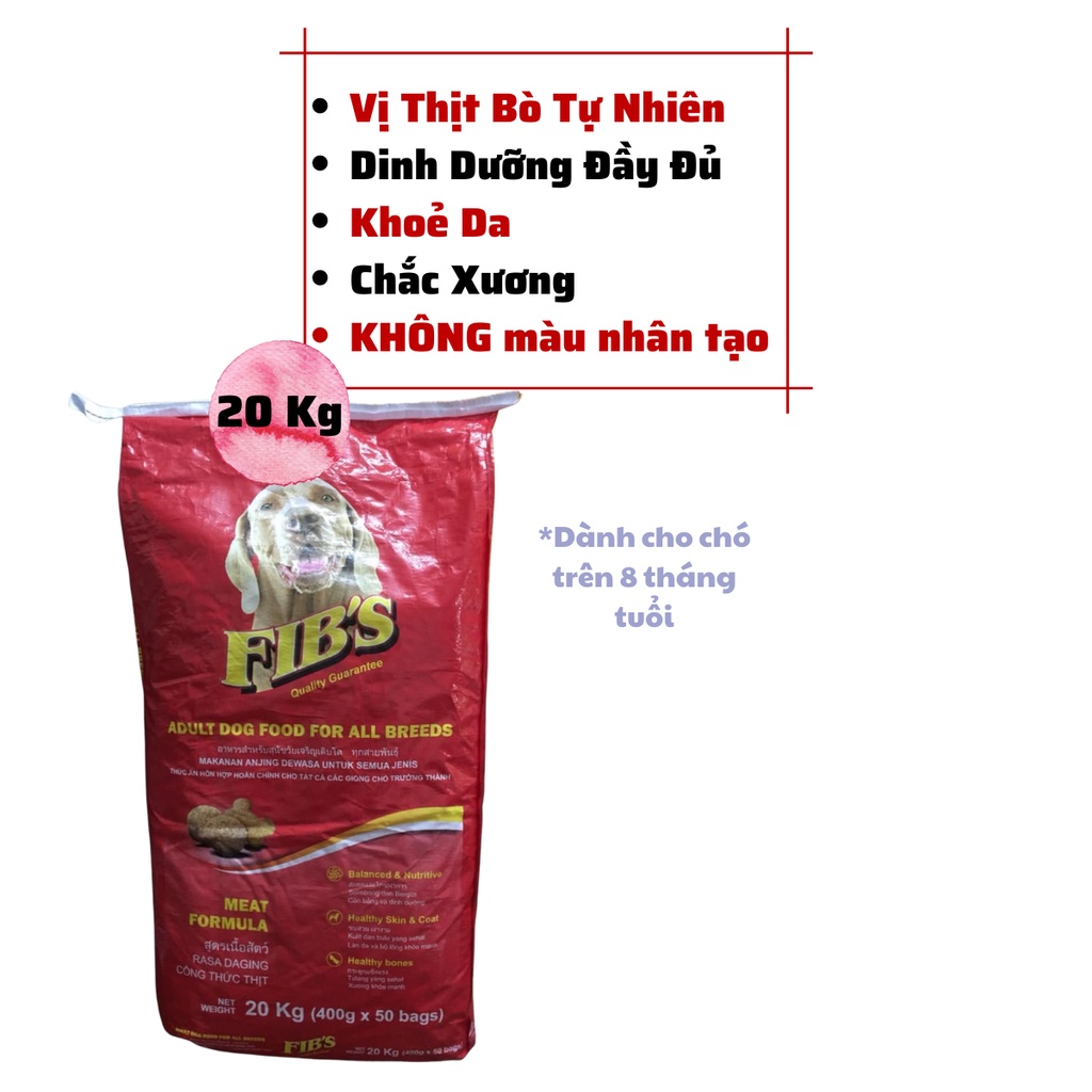[Chính hãng][Date xa][Hỏa tốc]Hạt Cho Chó Fib's 1 Bao 20kg (50 gói 400g) Trên 12 Tháng Tuổi