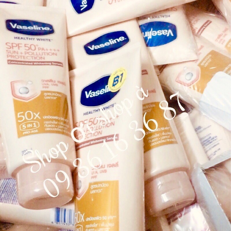 Combo Dưỡng thể Vaseline 50x + Kích trắng Alpha Arbutin hộp vỉ  10 v Thái lan