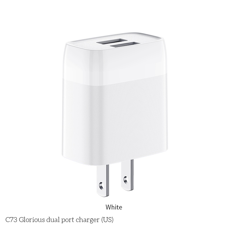Sạc nhanh IP Hoco 12W 2.4A gồm Củ sạc 2 cổng USB và dây dài 1 mét