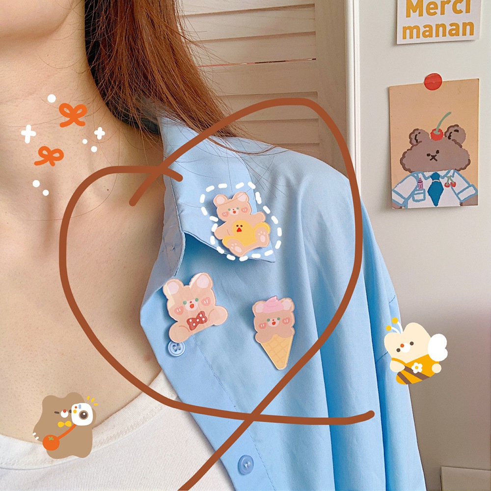 Huy Hiệu Cài Áo Trang Trí Ba Lô / Áo Khoác / Áo Sơ Mi Hình Gấu / Thỏ Hoạt Hình Bằng