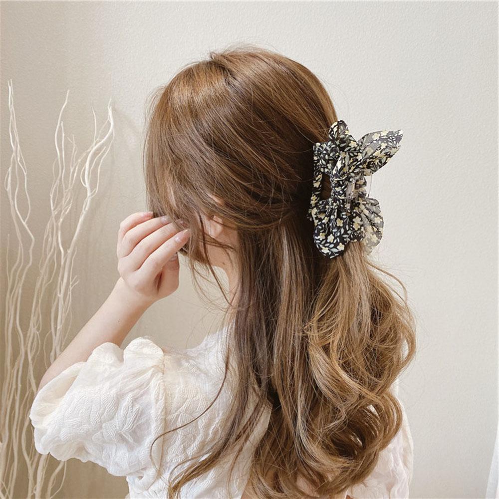 Kẹp Tóc Hình Nơ Hoa Bằng Acrylic VANES1 Màu Hồng Đen Vàng Tím Phong Cách Hàn Quốc