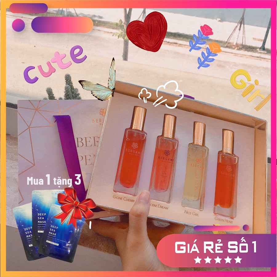 [Mua 1 Tặng 3] Set 4 Chai Nước Hoa Nữ Bergami siêu HOT Thơm Lâu Cá Tính Qua Từng Mùi Hương