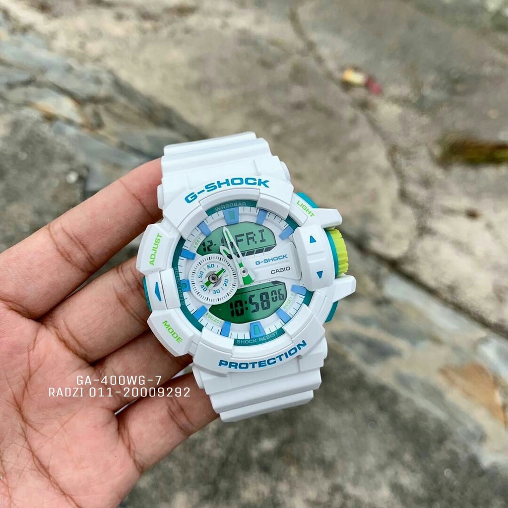 Đồng Hồ Nam Casio G Shock GA-400WG-7ADR Dây Kim Nhựa Màu Trắng - Cấu Trúc Bảo Vệ Lõi , Bảo hành 12 tháng