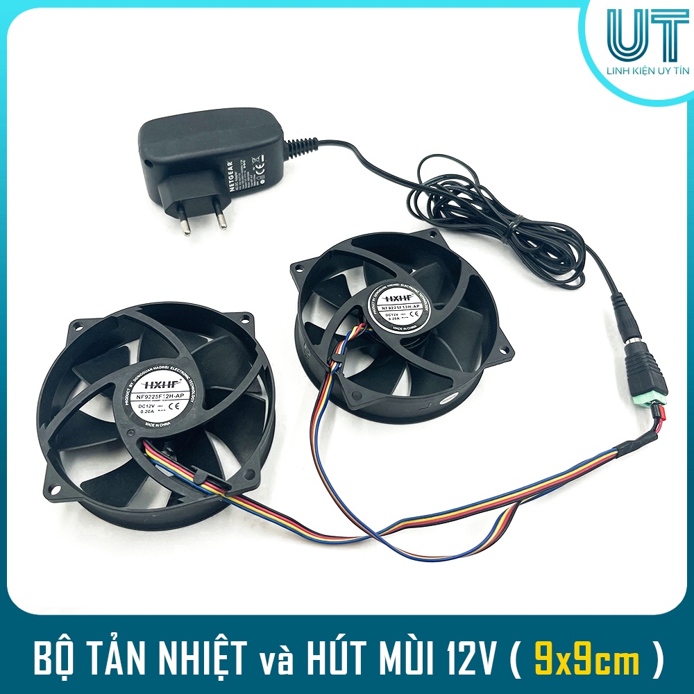 Bộ Combo 2 quạt hút mùi và tản nhiệt 12V 3000 vòng/phút - Tản nhiệt cho máy tính, hút mùi hút khói